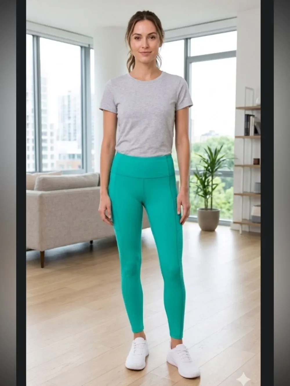Athleta Active Contender Laser Cut 7/8
Leggings Jade Green size small.
